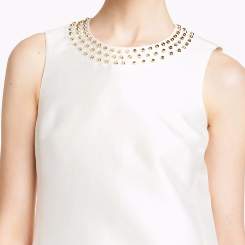 NWT $1,395 Michael Kors [SIZE 10 ] Studded‎ Silk & Wool Top in Off White #2382